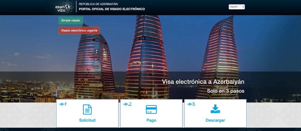 web oficIal de la eVISA para Azerbaiyán