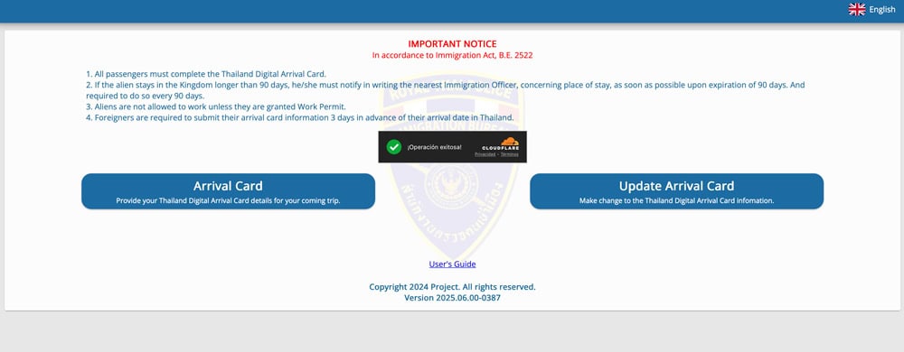 Thailand Digital Arrival Card